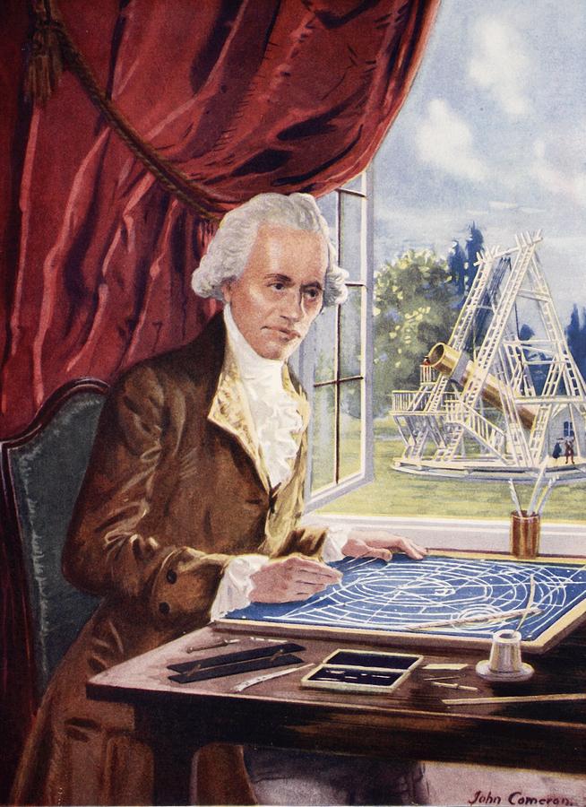 Portrait Drawing - William Herschel At Work At Observatory by John Cameron