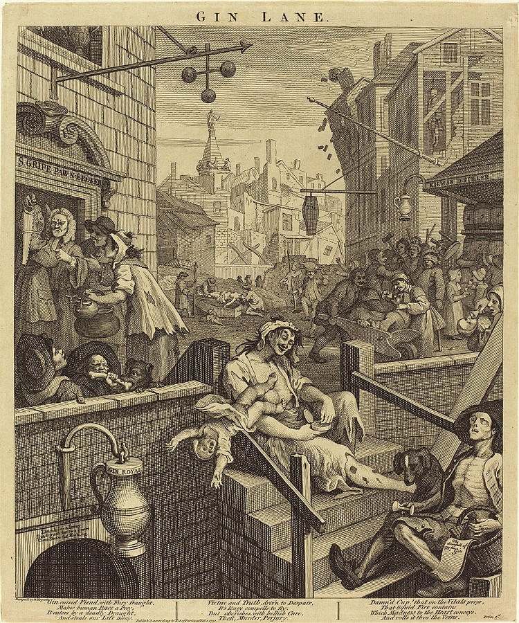 William Hogarth Drawing - William Hogarth English, 1697 - 1764, Gin Lane by Quint Lox