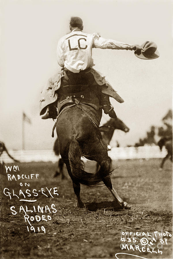 Glass Eye Photograph - William Radcliff on Glass Eye Salinas California Rodeo 1919 by Monterey County Historical Society