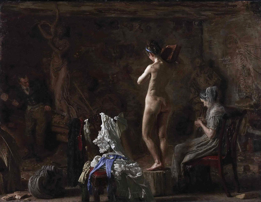 Thomas Eakins Painting - William Rush Carving His Allegorical Figure of the Schuylkill River by Thomas Eakins