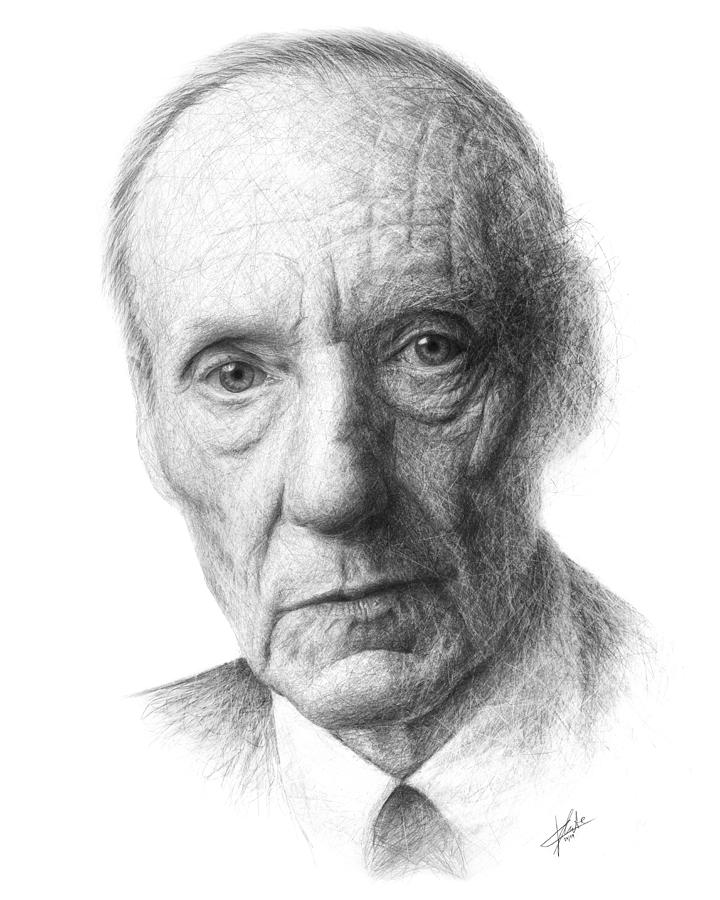 William S. Burroughs Drawing by Christian Klute