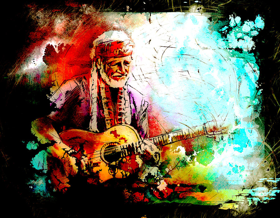 Willie Nelson Painting - Willie Nelson 01 Madness by Miki De Goodaboom