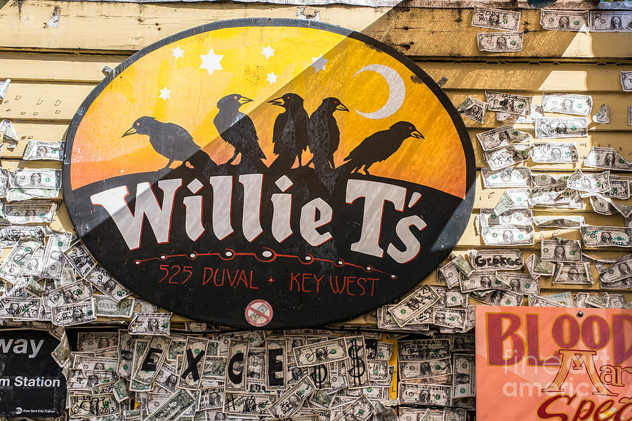 Landscape Photograph - Willie Ts Bar and Dollar Bills Key West  by Ian Monk