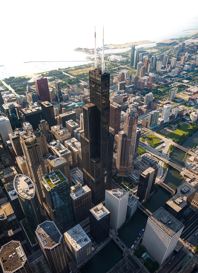 Chicago Photograph - Willis Tower Chicago Aloft by Steve Gadomski