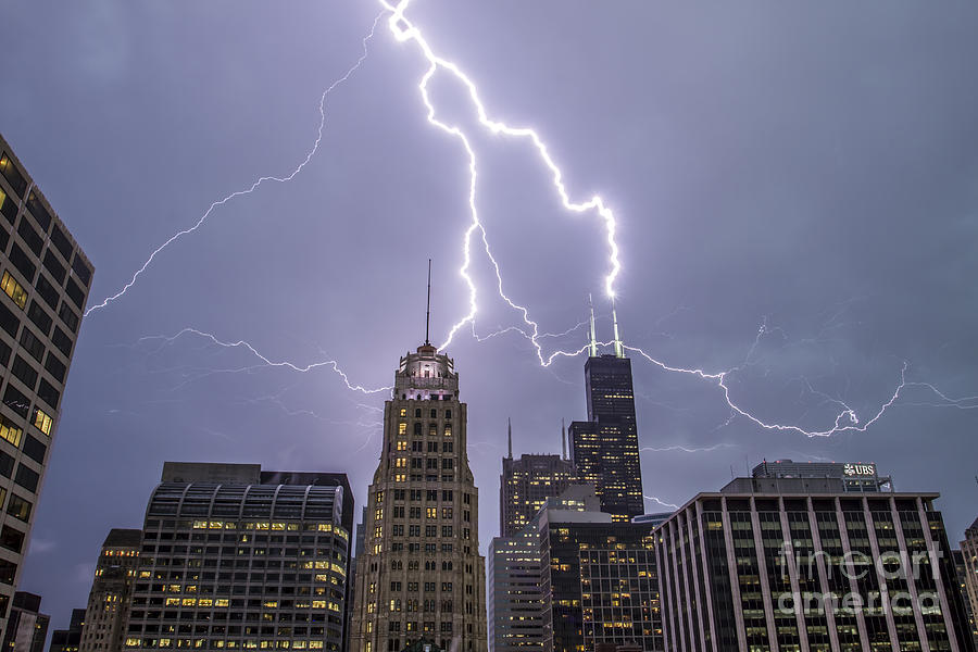 Chicago Photograph - Willis Tower Lightning Strike by Steven K Sembach 