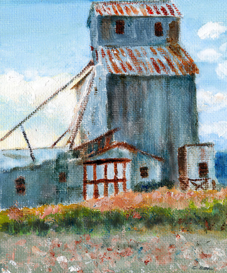 Willow Creek Grain Elevator Painting by C Sitton