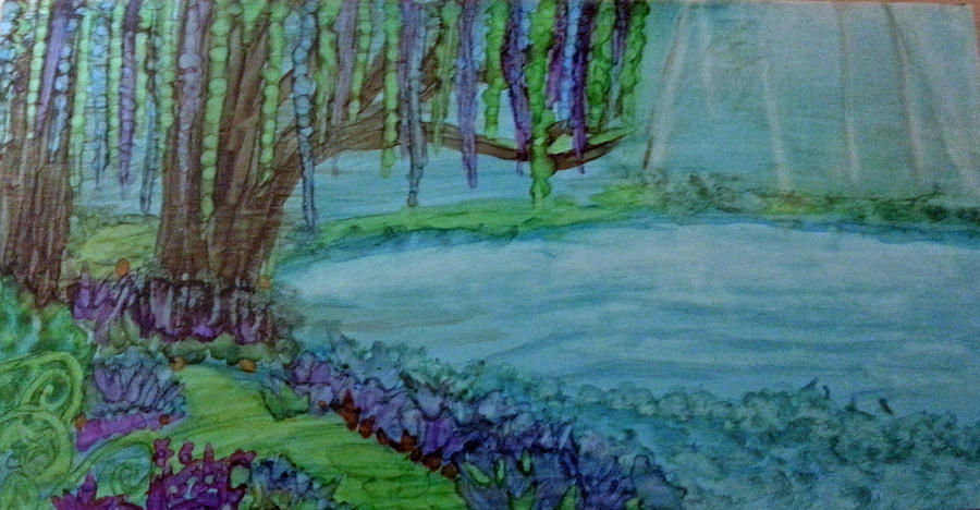 Willows By The Pond Painting by Kelly Dallas