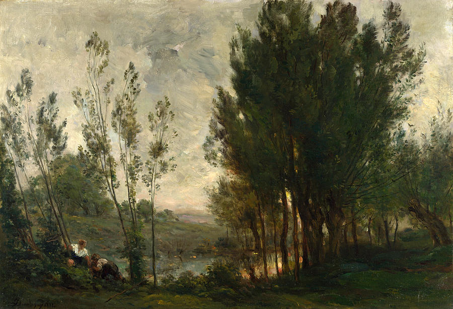 Willows Painting by Charles-Francois Daubigny