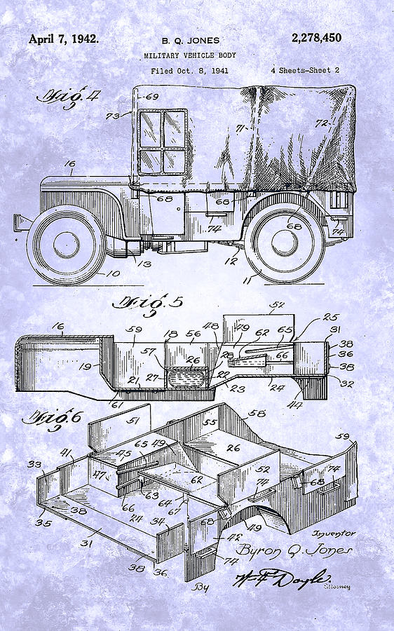 Willys Military Jeep Patent From 1942 Painting by Celestial Images