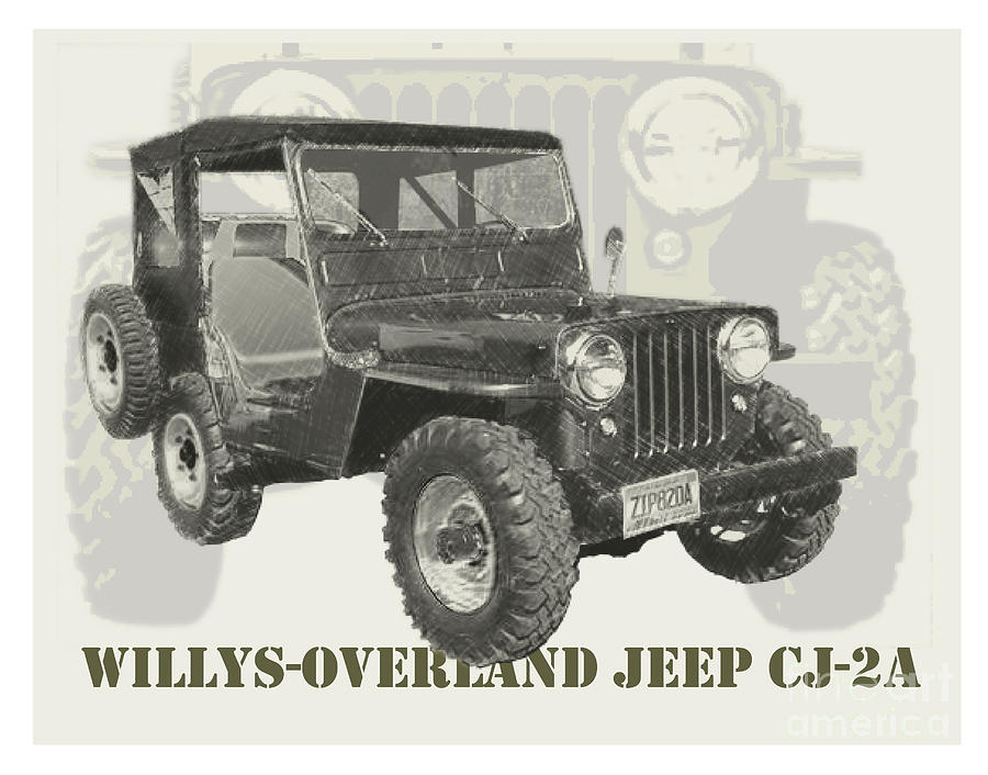 Truck Digital Art - Willys-Overland Jeep CJ-2A 1947 by Dan Knowler