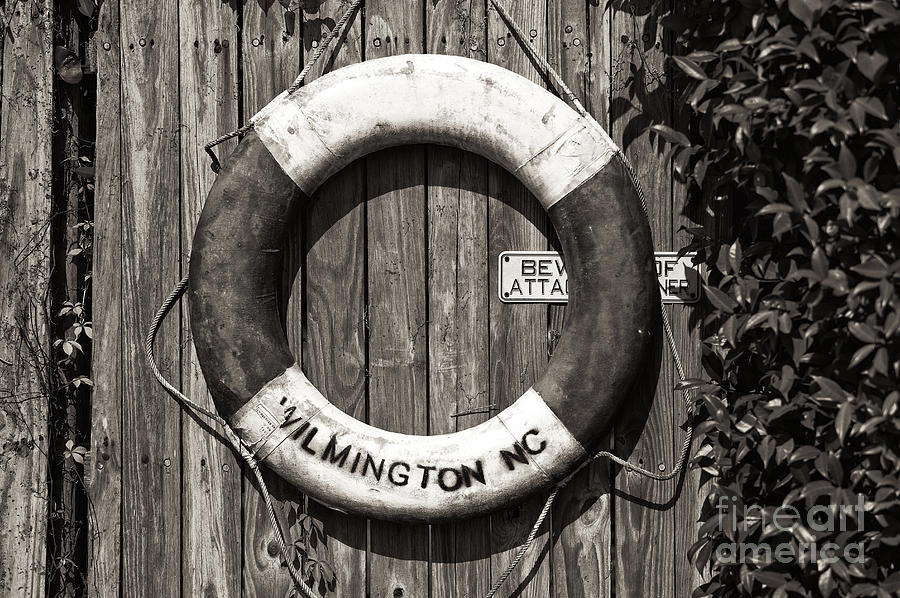 Vintage Photograph - Wilmington Life Preserver mono by John Rizzuto