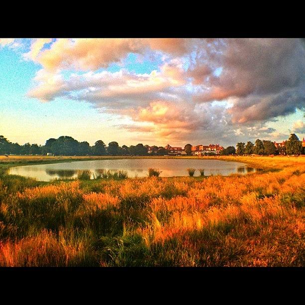 Sunset Photograph - #wimbledon Common #sunset #clouds #lake by Brett Connors