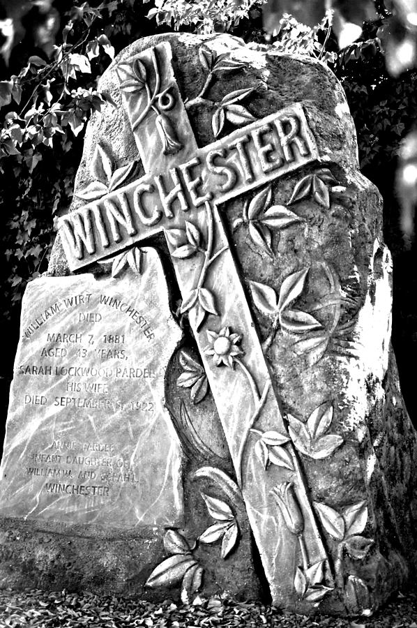 Winchester Tombstone In Black And White Photograph