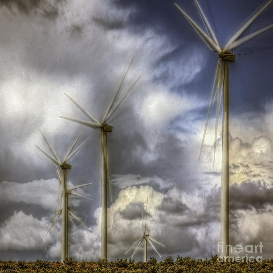 Wind Farm Digital Art by Jean OKeeffe Macro Abundance Art