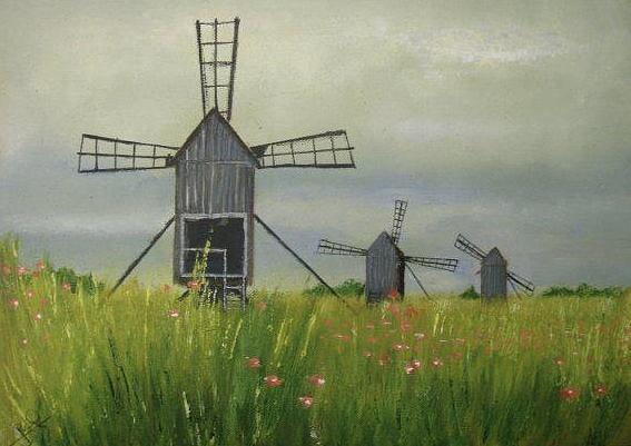 Wind Farm Painting - Wind farm by Rami Besancon Wind Farm Painting - Wind farm by Rami Besancon