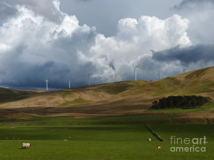 Wind Farm and Storm Clouds Photograph by Phil Banks
