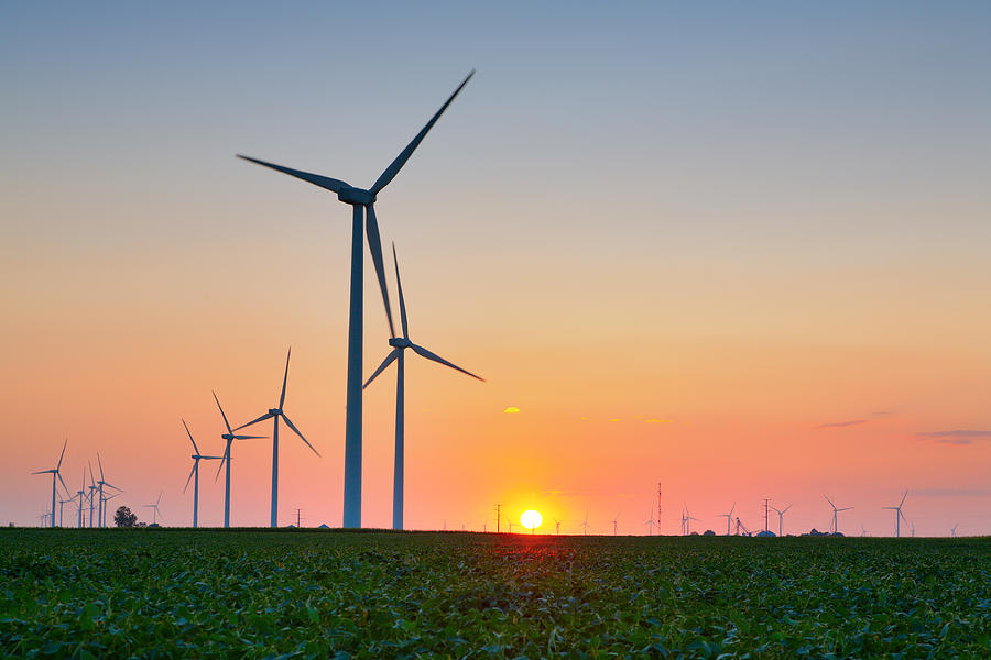 Wind Farm Sunset Photograph by Alexey Stiop