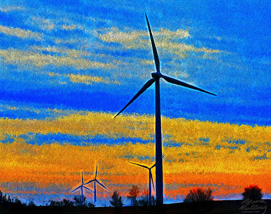 Sunset Painting - Wind  Generators by Bruce Nutting