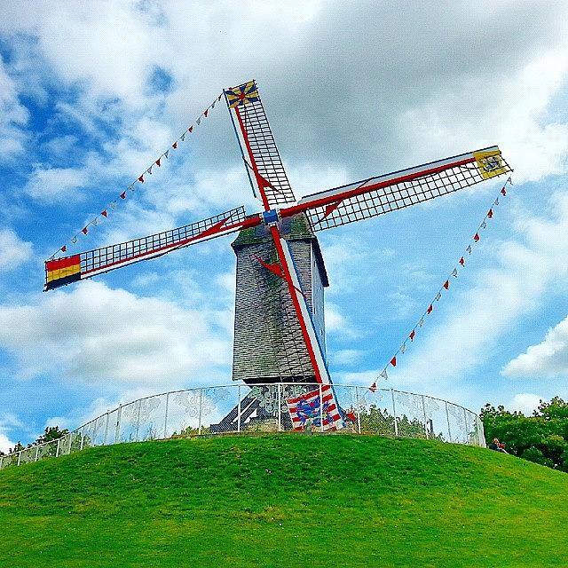Summer Photograph - #wind #mill #brugges #grass #travel by Vlad David