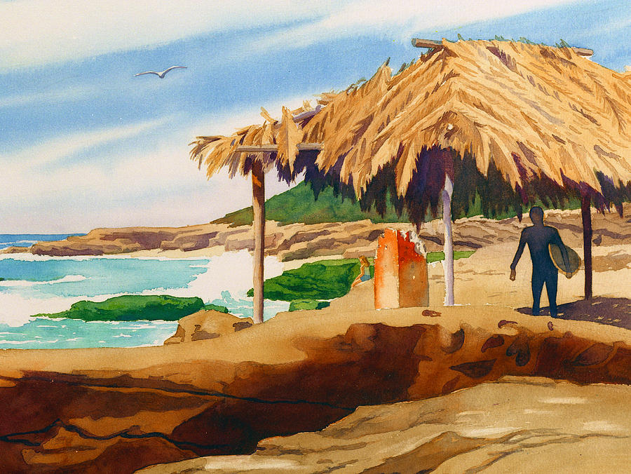 Wind n Sea Beach La Jolla Painting by Mary Helmreich