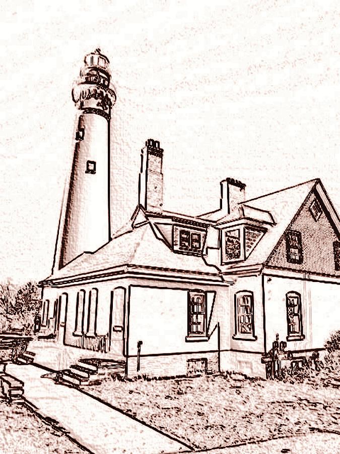 Wind Point Lighthouse drawing mode 1 Photograph by Daniel Thompson