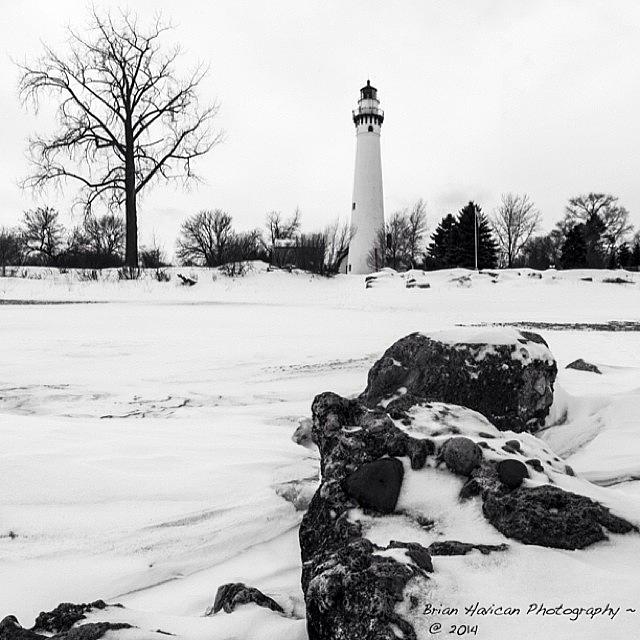 Wind Point Lighthouse In Winter 2014 Photograph by Brian Havican