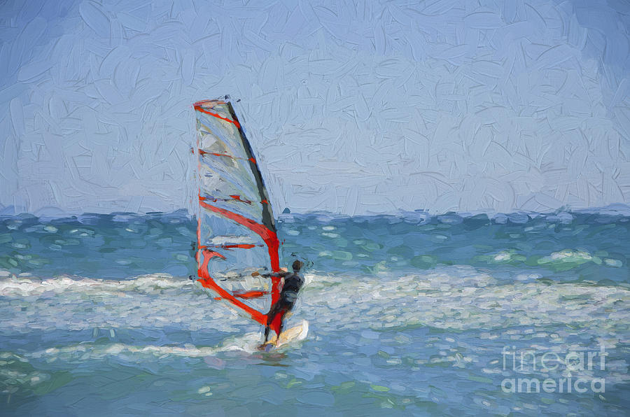 Wind surfer Digital Art by Perry Van Munster