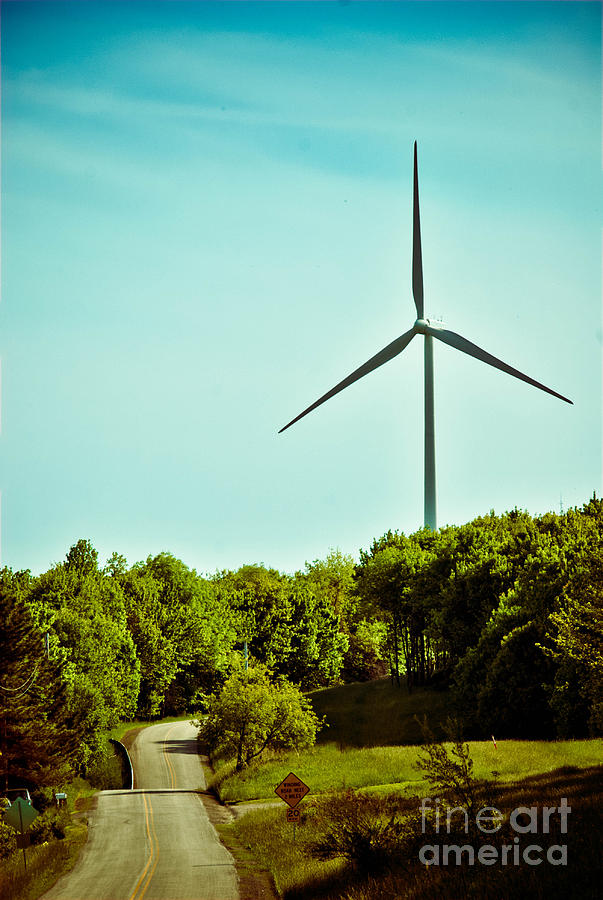 Wind Turbine along rural road Photograph by Amy Cicconi