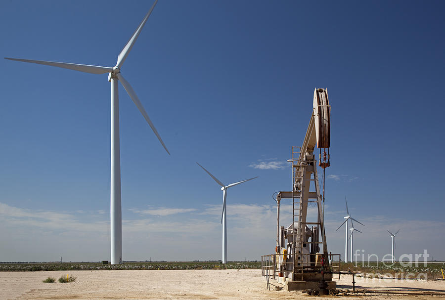 Wind Turbine and Oil Well Photograph by Jim West