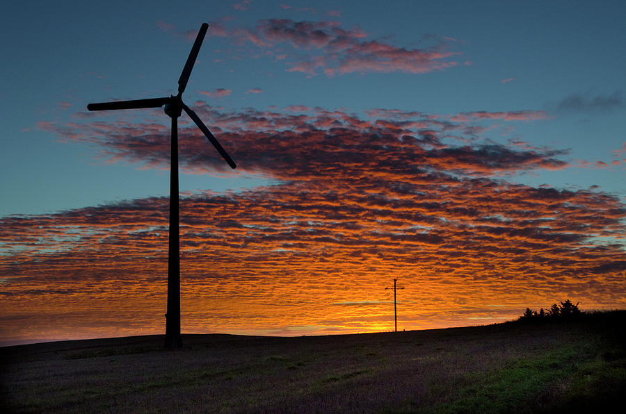 Wind Turbine And Sunset Photograph by Mark A Leman