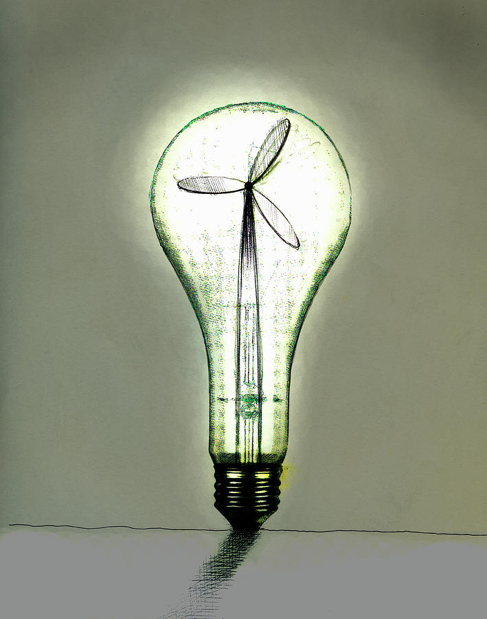 Wind Turbine Inside Illuminated Light Photograph by Ikon Ikon Images