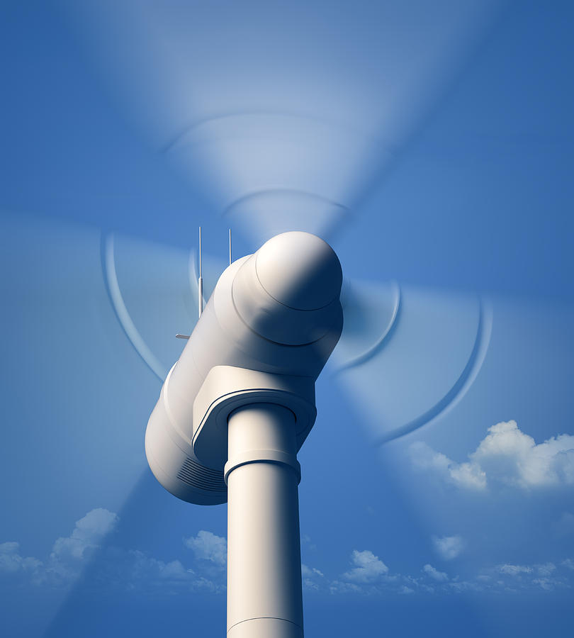 Wind Turbine Rotating Close-up Photograph