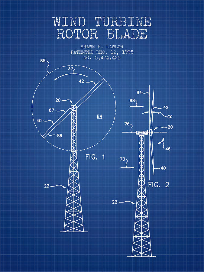 Wind Turbine Rotor Blade Patent From 1995 - Blueprint 