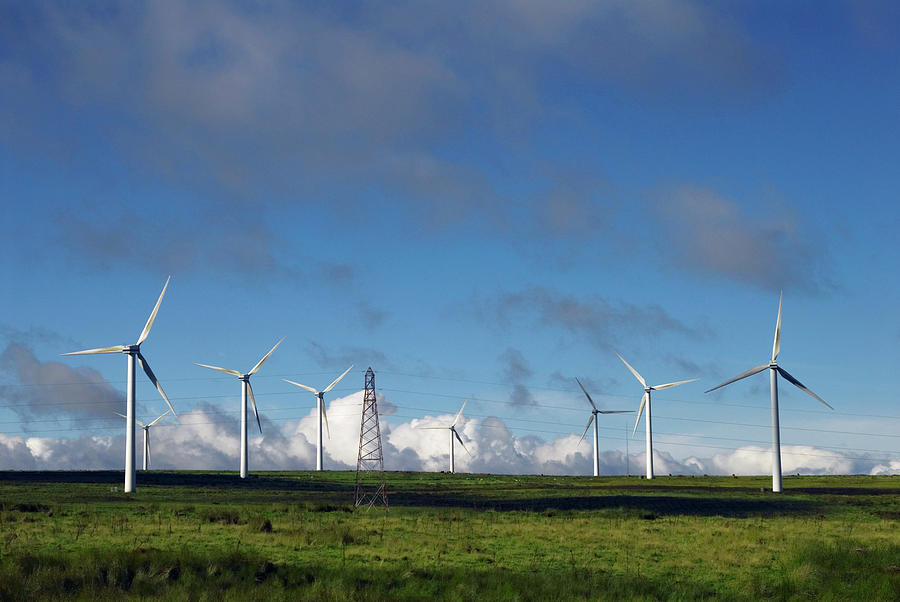 Wind Turbines And Pylon Photograph by Simon Fraser/science Photo ...