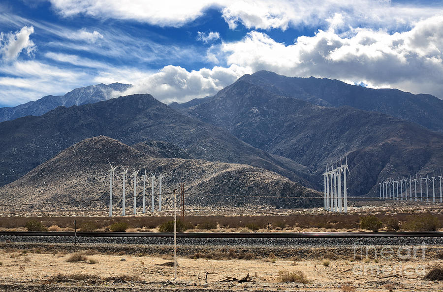 Wind Turbines and Railway in Southern California Photograph by Charline Xia