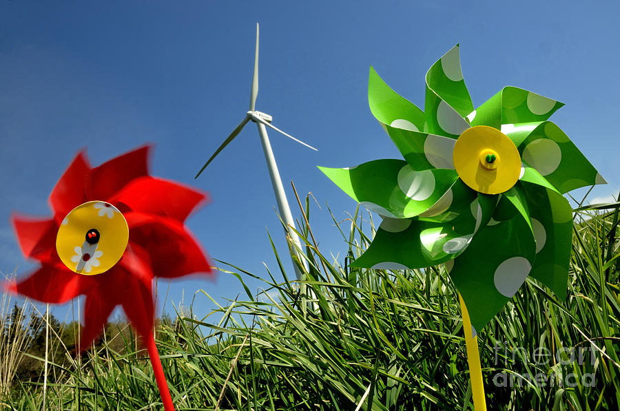 Nature Photograph - Wind turbines and toys by Bernard Jaubert