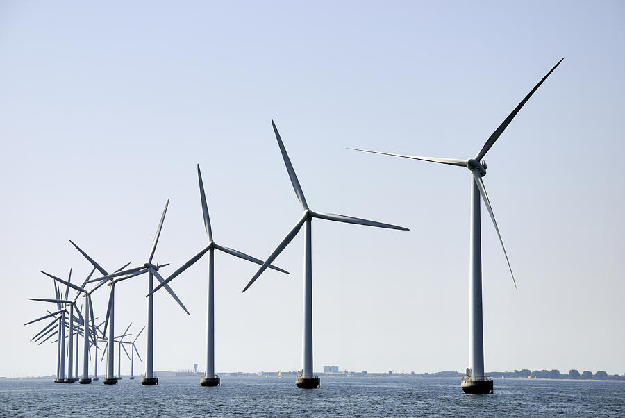 Wind turbines at sea outside Copenhagen, horizontal Photograph by Monap Wind turbines at sea outside Copenhagen, horizontal Photograph by Monap