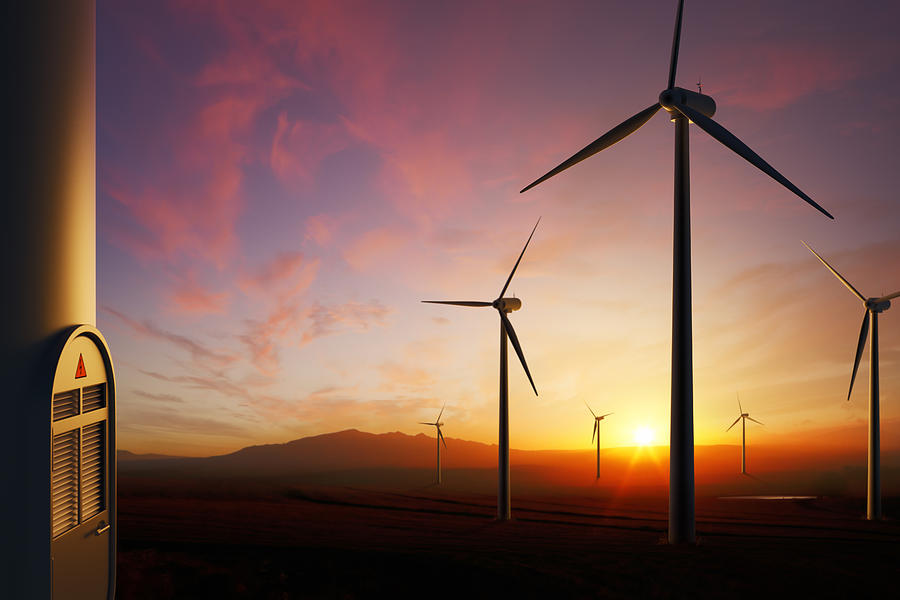 Wind Turbines At Sunset Photograph