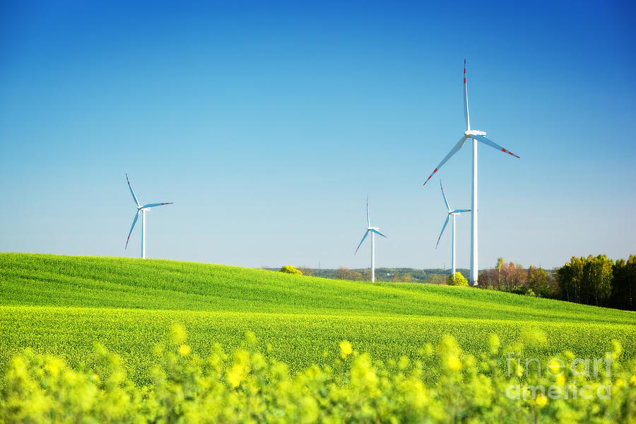 Wind turbines on spring field Photograph by Michal Bednarek | Fine Art ...