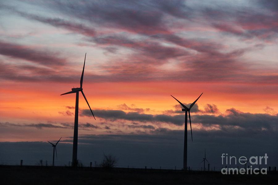 Wind Turbines Sunset  Photograph by Yumi Johnson