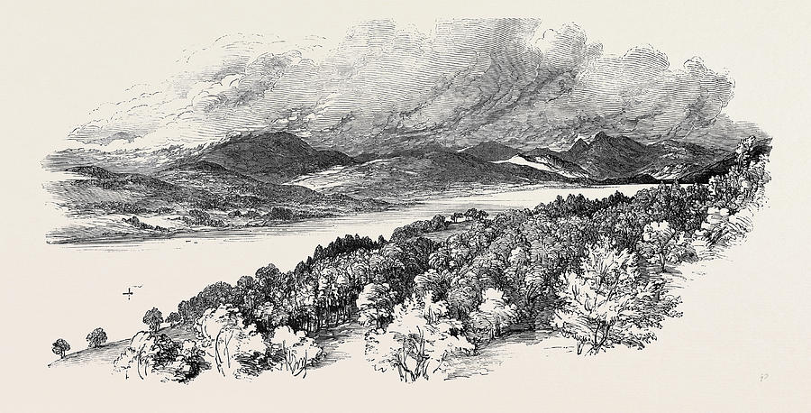Vintage Drawing - Windermere, From The Road Between Bowness And Ambleside by English School