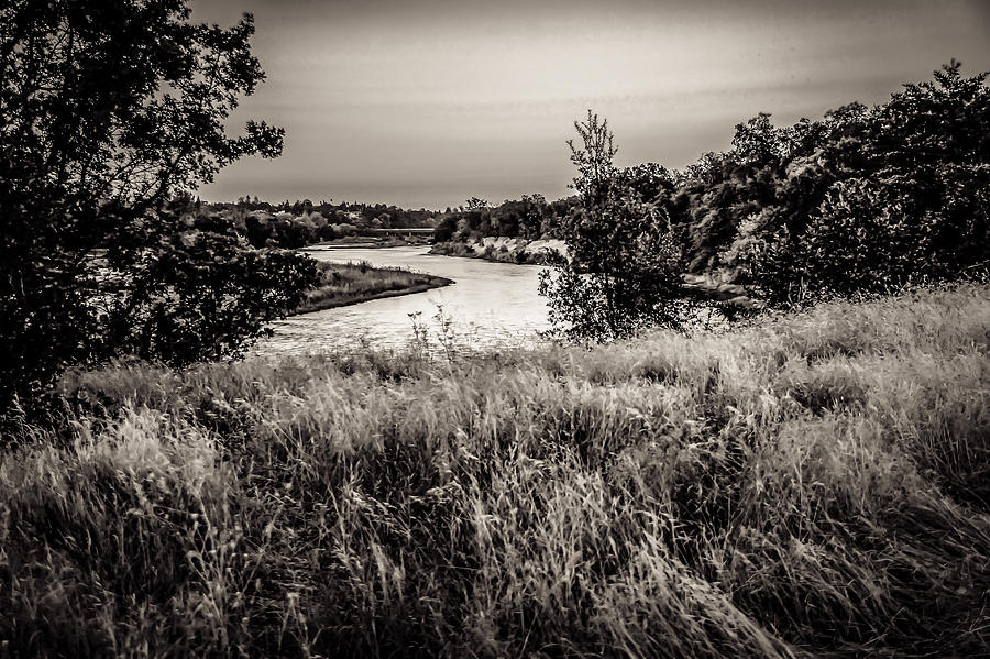 Winding River Black and White Photograph by Randy Wehner
