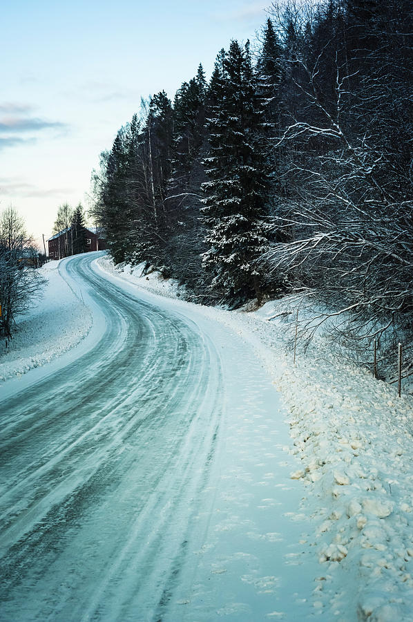 Winding Road In Sweden During Winter Photograph by Cirano83