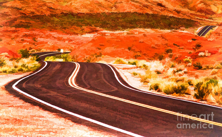 Winding Road In Valley Of Fire - Painterly Photograph by Les Palenik