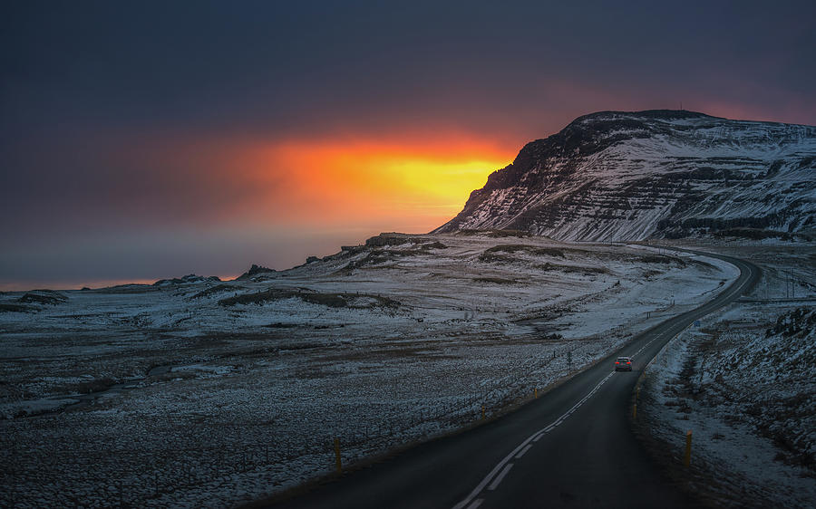 Winding Road Over Sunset Landscape Of Photograph by Coolbiere Photograph