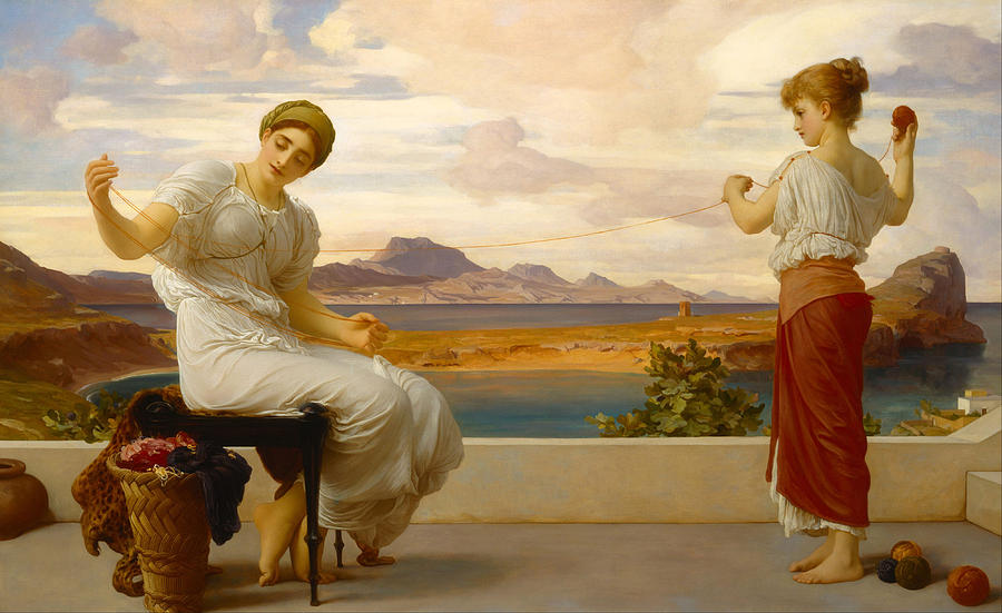 Winding the skein Painting by Frederic Leighton