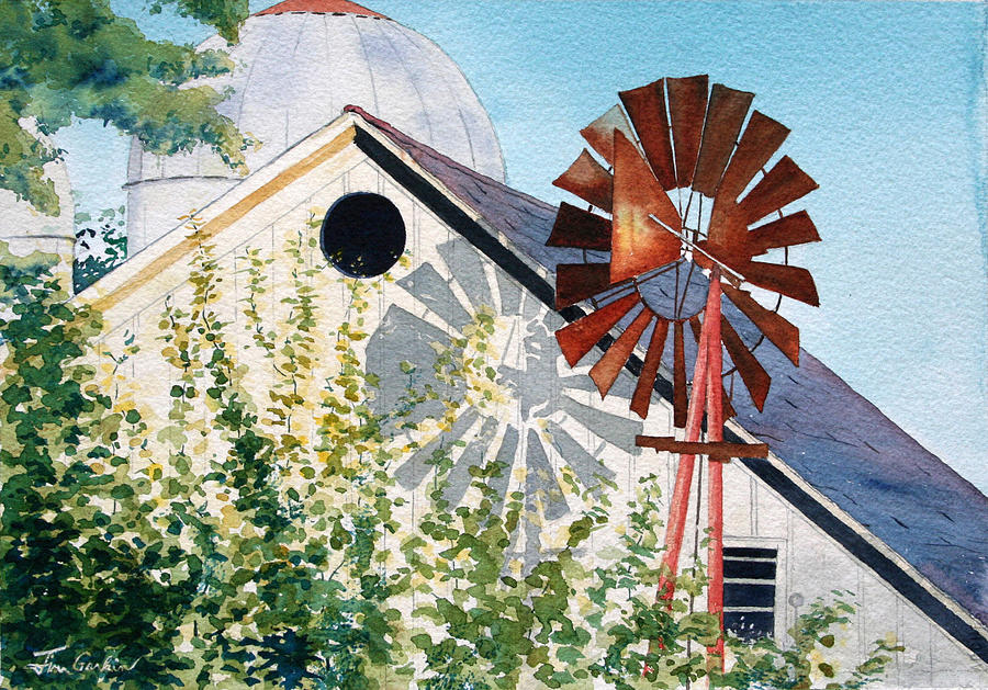 Windmill and Shadow Painting by Jim Gerkin