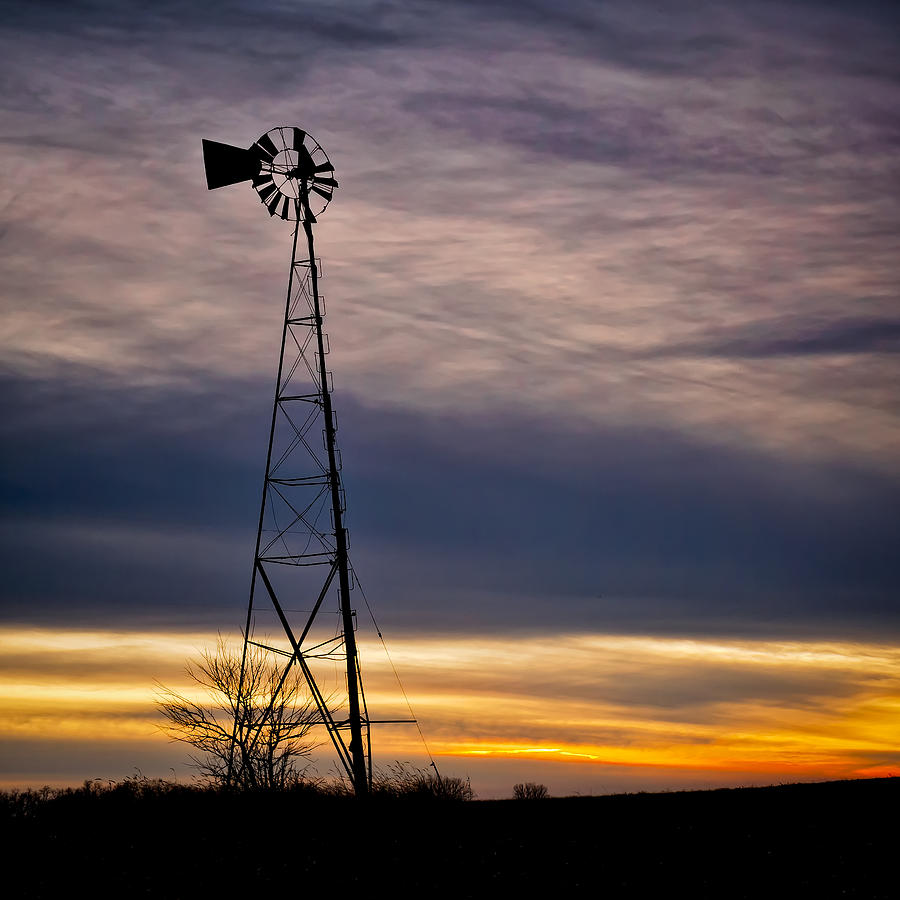 Windmill At Sunset Photograph