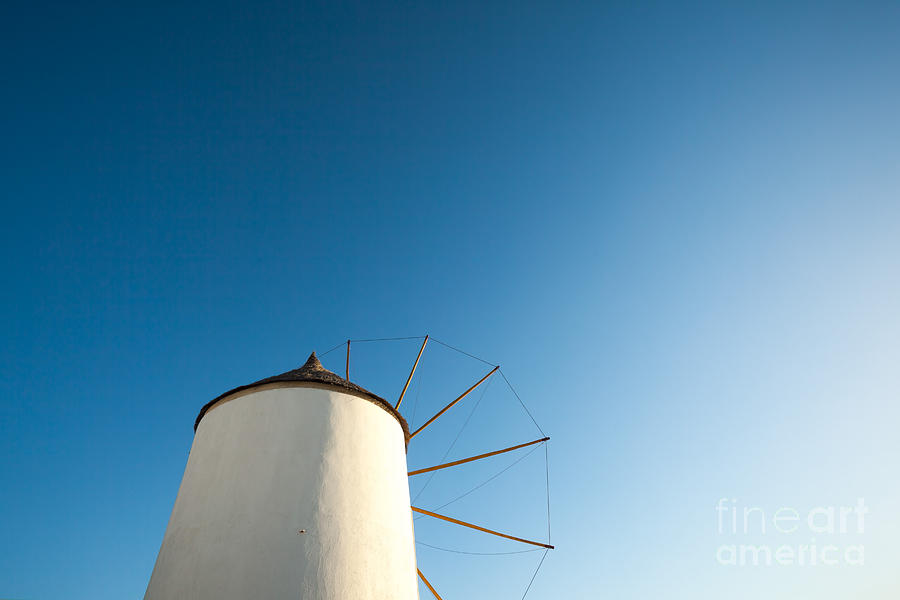 Greek Photograph - Windmill at sunset Santorini Greece by Matteo Colombo