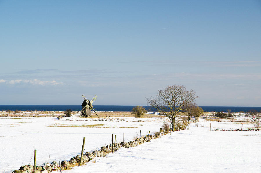 Winter Photograph - Windmill By The Coast by Kennerth and Birgitta Kullman
